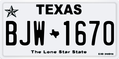 TX license plate BJW1670