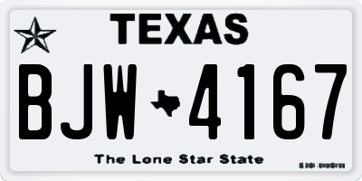 TX license plate BJW4167
