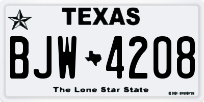 TX license plate BJW4208