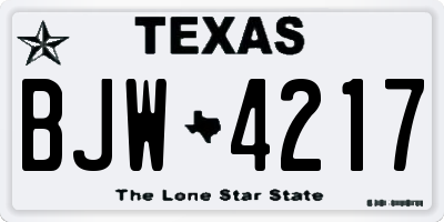 TX license plate BJW4217