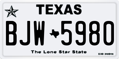 TX license plate BJW5980