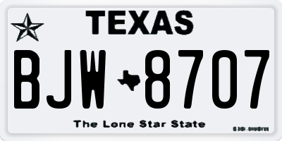 TX license plate BJW8707