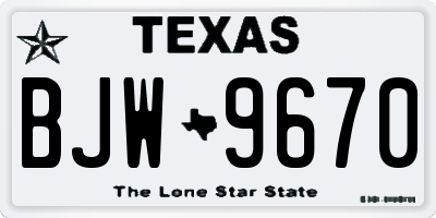 TX license plate BJW9670