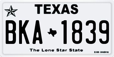 TX license plate BKA1839
