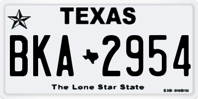 TX license plate BKA2954