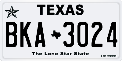 TX license plate BKA3024