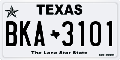 TX license plate BKA3101