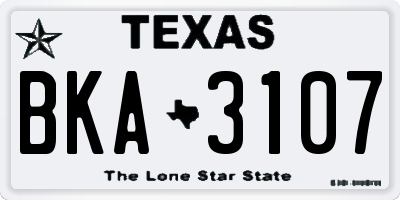 TX license plate BKA3107