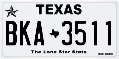 TX license plate BKA3511