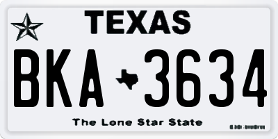 TX license plate BKA3634