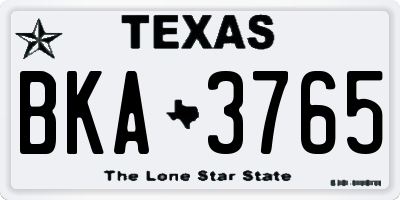 TX license plate BKA3765