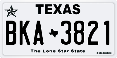 TX license plate BKA3821