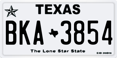 TX license plate BKA3854