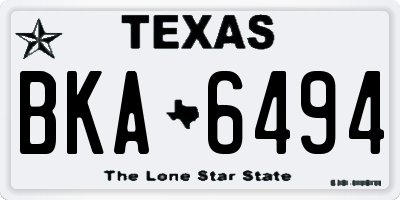 TX license plate BKA6494