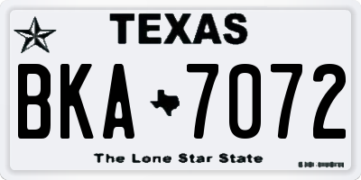 TX license plate BKA7072