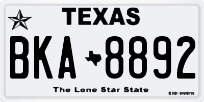 TX license plate BKA8892