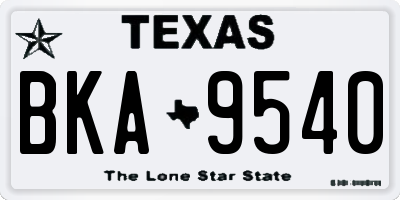 TX license plate BKA9540