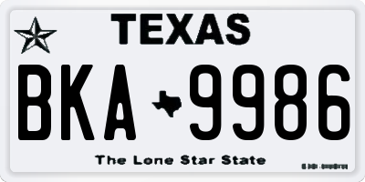 TX license plate BKA9986