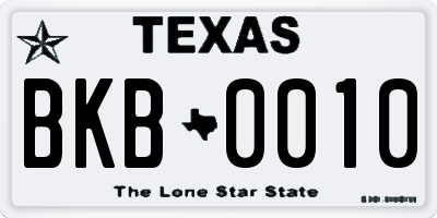 TX license plate BKB0010