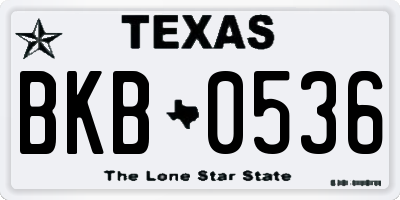 TX license plate BKB0536