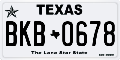 TX license plate BKB0678