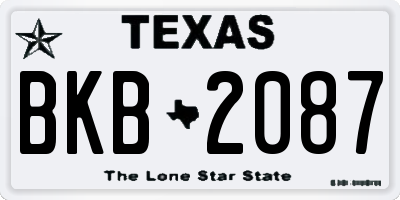 TX license plate BKB2087