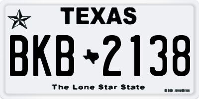 TX license plate BKB2138