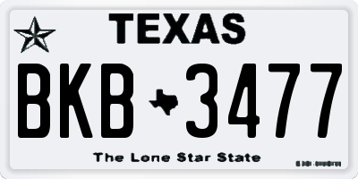 TX license plate BKB3477