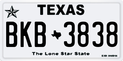 TX license plate BKB3838