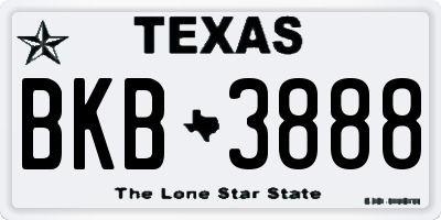 TX license plate BKB3888