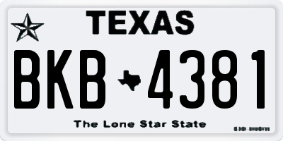 TX license plate BKB4381