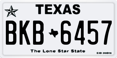 TX license plate BKB6457
