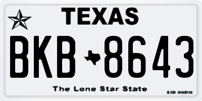 TX license plate BKB8643