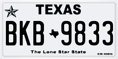 TX license plate BKB9833