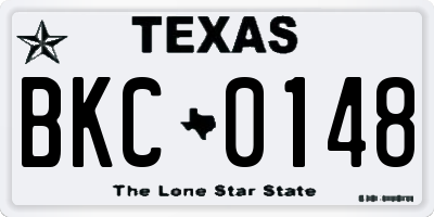 TX license plate BKC0148