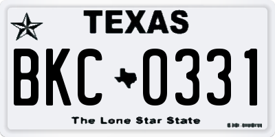 TX license plate BKC0331