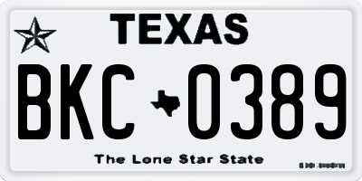 TX license plate BKC0389