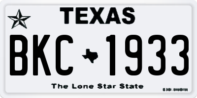 TX license plate BKC1933