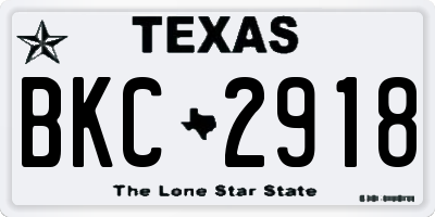TX license plate BKC2918