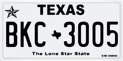 TX license plate BKC3005