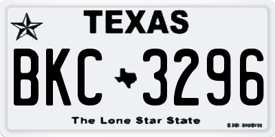 TX license plate BKC3296