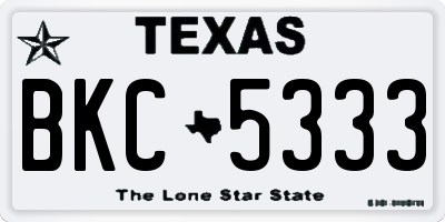 TX license plate BKC5333
