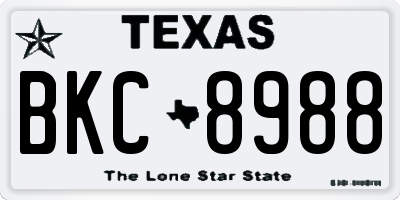 TX license plate BKC8988