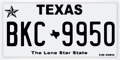 TX license plate BKC9950