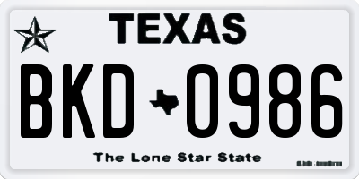 TX license plate BKD0986