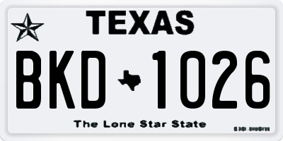 TX license plate BKD1026