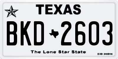 TX license plate BKD2603
