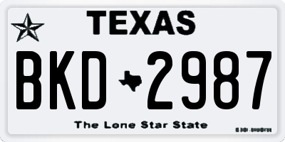 TX license plate BKD2987