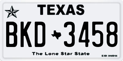 TX license plate BKD3458