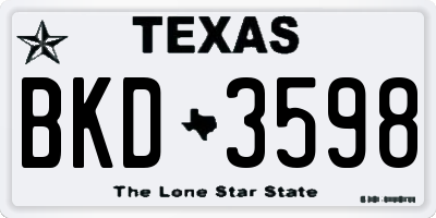 TX license plate BKD3598